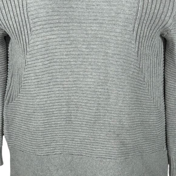 Vince Camuto Mock Neck Grey Ribbed Sweater Size Medium Cotton Knit Minimalist - Picture 4 of 12